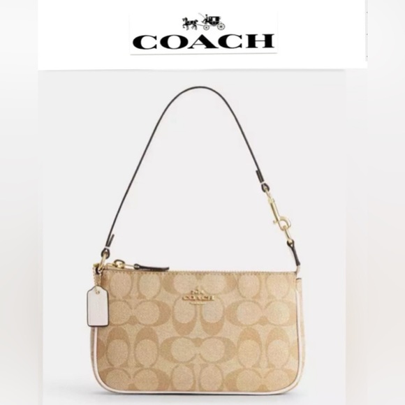 Coach Nolita 19 In Signature Canvas Bag in blocked. Gold/light/khaki Ivory. NWT. - Picture 1 of 6